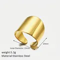 Details van minimalistische brede open ring 14k goud met 19mm binnendiameter afmetingen - Goud