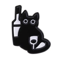 Cartoon Emaille Pin schwarze Katze mit Weinglas und Flasche Halloween Zubehör - Schwarze Katze Mit Weinflasche