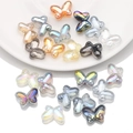 Polished 10x14mm butterfly glass beads with rainbow AB coating for DIY jewelry making - Electroplated Mixed Color