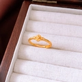 Detail of vintage gold Ruyi cloud ring with zircon inlay on a linen jewelry cushion - Gold Ruyi Cloud Pattern Style (6#)
