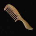 Handmade large natural green sandalwood comb with rounded handle and fine teeth - Style 14/Length 20cm/Tooth Pitch 3.0