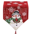 Camino de mesa navideño con muñeco de nieve, texto Let It Snow y borlas rojas - Estilo F Muñeco de Nieve