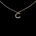 Collana con ciondolo lettera C in oro 18 carati con pietre di zircone colorate e catenina - Lettera C [Oro]