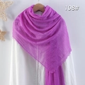 Sciarpa in cotone e lino viola con eleganti frange per donna, modello 108# - Viola