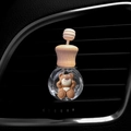 Cute car air vent perfume diffuser with a brown cartoon bear inside a glass bottle - Brown Cute Bear / Air Vent Empty Bottle