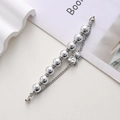 Zilveren dubbellaagse armband met gepolijste UV-kralen en 3D-beerhanger op witte basis - K671 Beer Armband