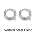 Componente per orecchini a cerchio in acciaio inossidabile color acciaio con anello verticale - Verticale Acciaio