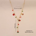 Collana a Y dorata in acciaio inossidabile con ciondoli a frutta e specifiche - 1# Ciliegia