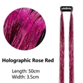Extension per capelli tinsel rosso rosa da 50 cm con clip BB nera per acconciature festa - Rosso Rosa Laser