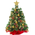 Mini tabletop Christmas tree with gold ornaments, berries, and warm LED fairy lights - SYS109