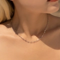 Minimalist S925 sterling silver collar necklace featuring a delicate hollow heart link chain - 925 Silver / Heart Chain