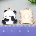DIY cartoon panda alloy charm with black and white enamel finish and measurement scale - Panda Touching Face