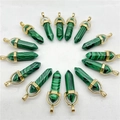 Malachite hexagonal crystal pendant with gold hardware arranged in a circular display - Malachite / Pendant Only (Without Chain)