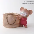 Vaso per piante a forma di topo in resina con maglione rosso, misura 19,5x10x13,5cm - Coniglio Rosa con Borsa