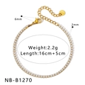 Details van de 2mm goudkleurige tennisarmband van roestvrij staal met heldere zirkoon - Heldere Zirkonia Tennisarmband(NB-B1270)