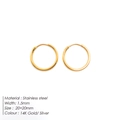 Orecchini a cerchio minimalisti in acciaio inossidabile placcato oro 14K 20x20mm - Stile Tondo di Base Versatile (YE16792) / Oro