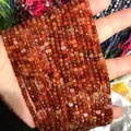 Strand of faceted orange-red carnelian stone beads for DIY jewelry making - 14-Red Agate (Natural)