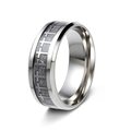 Polished silver stainless steel ring featuring a dark grey geometric matte inlay - Silver Base Silver Plate / US 6