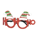 Sparkly red Christmas glasses with HO HO HO text and festive Santa hat decorations - Style 31 Red HOHOHO Xmas Hat
