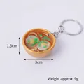 Miniature golden bowl noodle keychain with realistic fried eggs and herbs detail - 3cm Gold Bowl-No.20 (Keychain)