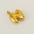 Polished gold stainless steel bubble letter W pendant with smooth metallic finish - Letter N