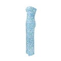 Robe bustier moulante avec motif floral bleu sur fond blanc pour l'été - S / Bleu