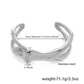 Bracciale rigido aperto in acciaio inossidabile argento con forma a onda irregolare - Stile Forma a Onda Minimalista (Z376-Bracciale Argento)