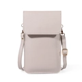 Minimalist light grey touchscreen crossbody phone bag with adjustable strap and flap - Touchscreen / Gray