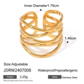 Verstellbarer goldener Edelstahlring mit mehrlagigem Hohldesign für modebewusste Damen - Mehrlagiger hohler Linienstil (JDRW2407008)