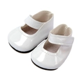 Glänzende weiße Mary Jane Puppenschuhe für 18 Zoll Puppen mit Klettverschluss auf Weiß - Klassische Glänzende Mary Jane Lederschuhe (XZ18-612) / Weiß