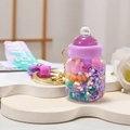 Porte-clés bouteille de lait lumineux avec perles colorées et sangle violette Bubble - Dragonne Dégradée + Biberon Lumineux / Violet