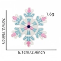 Detailed embroidery texture of pink and blue snowflake patch with 7cm size dimensions - Snowflake Patch 50#