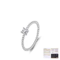 Anello con perline in argento S925 con moissanite taglio princess e certificato GRA - Taglia US 5 / Stile Quadrato