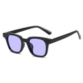 Stylish square black frame sunglasses with vintage light purple lenses and metal rivets - Black Frame Purple Lens