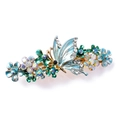 Vintage butterfly hair clip with blue and green enamel and sparkling rhinestones - Blue/Painted Butterfly