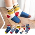 5-pack of cotton crew socks for kids featuring colorful cartoon bear designs and stripes - Jumping Bear Children's Socks / 8 Months - 2 Years (foot Length 9-12cm)