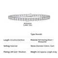 Classic S925 sterling silver tennis bracelet with 5.0mm Moissanite stones in 18K gold finish - 5.0mm Moissanite 0.5ct / 16.5cm / Silver