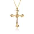 Elegant gold cross pendant necklace with micro-paved zircons on a white background - Dainty Rhinestone Pave Cross (E008)