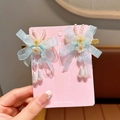 Blue and white butterfly flower hair clips with elegant tassels for Hanfu outfits - Best Seller / 8# Blue Bow Style (8# Blue Bow Hair Clip 1 Pair)