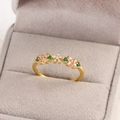 Floral butterfly ring in gold finish with pink green and white zircon stones - Gold / Flower Cluster Style (Style 4)
