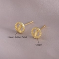Religious Virgin Mary stud earrings in 3 layers golden plated copper with zircons - Gold Plated Hollow Virgin Mary (EL12-10)