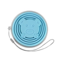 Tazza pieghevole in silicone azzurro con orsetto e cordino grigio per uso in viaggio - 180ML / Celeste