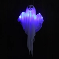 Hanging Halloween glowing ghost decor with blue and purple LED lights in white fabric - Blue Light-Glowing Ghost