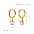 Boucles d'oreilles créoles dorées en acier inoxydable avec pendentif en cristal - Paire d'or