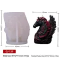 DIY pegasus candle silicone mold GJ-139 with finished black and red winged horse - GJ-139 / Pegasus Shape