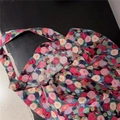 Flat lay detail of floral canvas tote bag showing colorful flower print and sturdy straps - Oil Painting Pink Flower