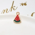 Watermelon fruit charm pendant in red and green enamel finish with golden metal edges - 09# Triangle Watermelon