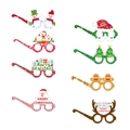 Set of 8 colorful paper Christmas glasses featuring Santa, reindeer, and snowman designs - Christmas Glasses / Set of 8