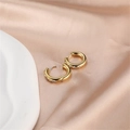 Elegant gold hoop earrings with white zircons on a luxury silk and stone background - Gold (E00288-4)