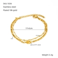 Zweilagiges Armband aus 18k vergoldetem Edelstahl mit Hamsa-Hand-Anhänger - 18K Gold / Gold (ZH1836G)